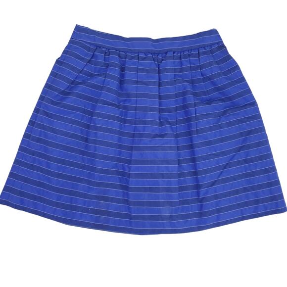 J. Crew Stripe Taffeta Mini Skirt Blue Size 2 Cotton Silk Blend A-line, Summer - Picture 2 of 5